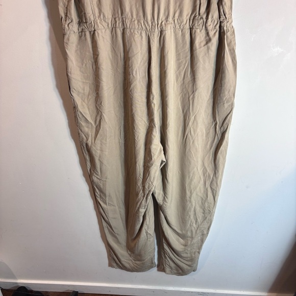 BANANA REPUBLIC Sz XL 100% Lyocell Jumpsuit Drawstring Patch Pockets High Neck - Picture 10 of 12
